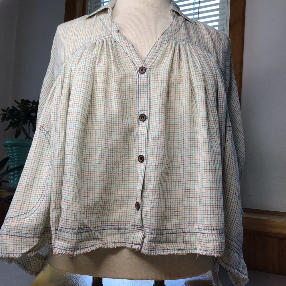 Free People Rainbow Picnic Plaid Oversized size XS
